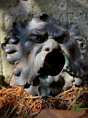 Antique Early 19th Century Bronze Green Man Water Spout
