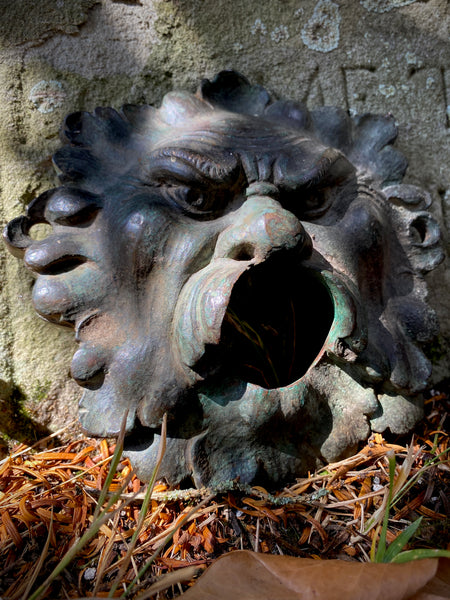 Antique Early 19th Century Bronze Green Man Water Spout