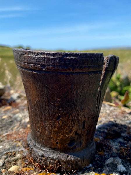 Rare Early Antique Irish Treen Beaker Ancient Bog Wood c.14th –17th Century