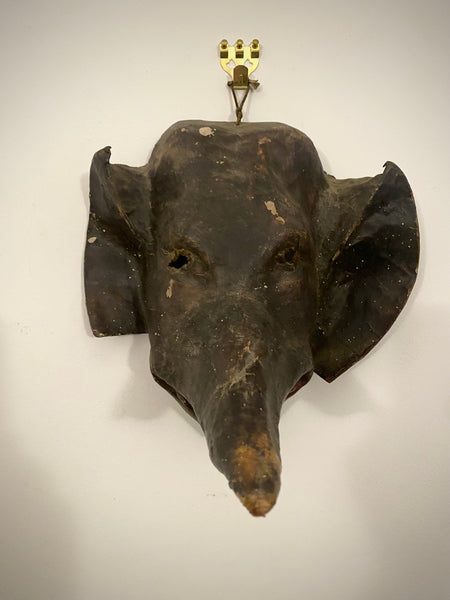Disturbing Antique Early 20th Century Primitively Made Leather Elephant Mask - Source Vintage