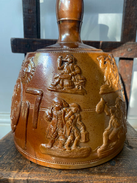 A Fine Example Of An Antique 19th Century Masonic Stoneware Whisky Jug - Source Vintage