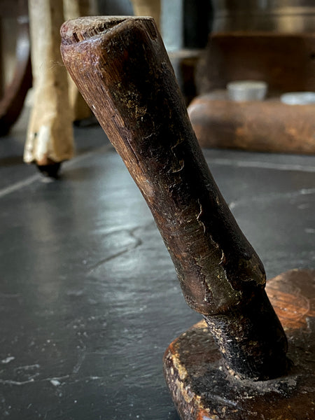 Antique Late 18th Century Candle Stool With Collection Of Strange Vernacular Markings