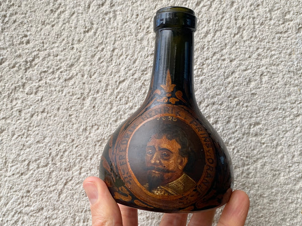 Rare Antique Folk Art Handpainted Dutch Gin Bottle Depicting A Ruler Of The Netherlands c.1820 - Source Vintage