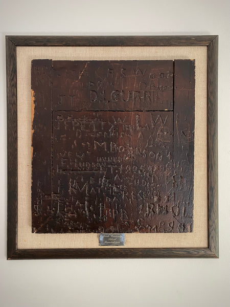 Rare Late 19th-Early 20th Century Heavily Graffitied Section Of A Leeds Grammar School Desk Founded 1552