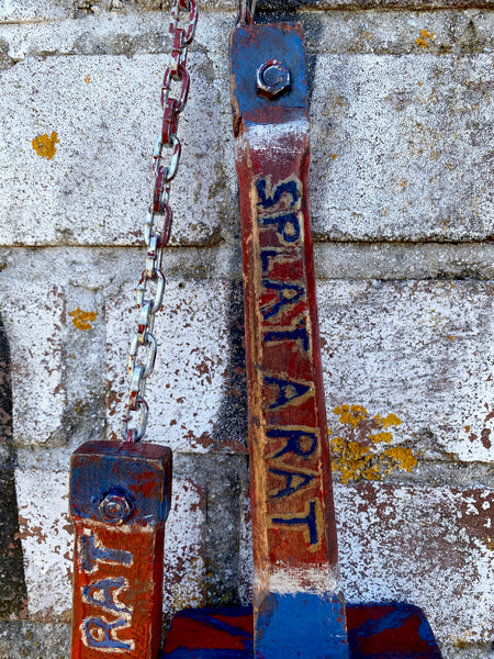 Pair Vintage Scratch Built Folk Art Fairground ‘Splat A Rat’ Mallets