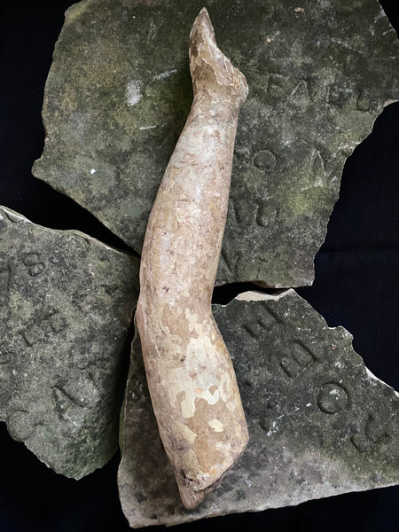 Antique 16th-17th Century Large Polychrome Wooden Arm Fragment - Source Vintage