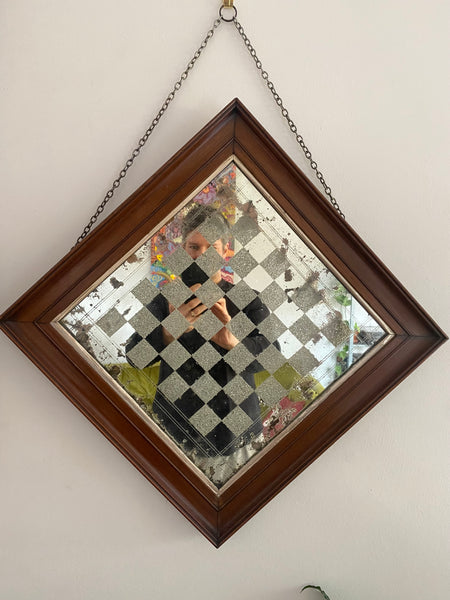 Curious Early 20th Century Folk Art ‘Gypsy Mirror’ Or Checkers Board - Source Vintage
