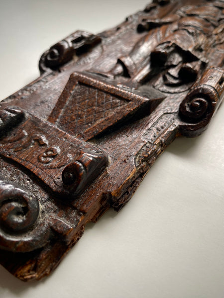 Rare Antique 16th Century Oak Carving Of Justice Dated 1581