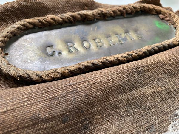 Large Antique 19th Century Brass Sailor’s Nameplate From A Royal Navy Or Merchant Seaman’s Kit Bag 22x30cm - Source Vintage