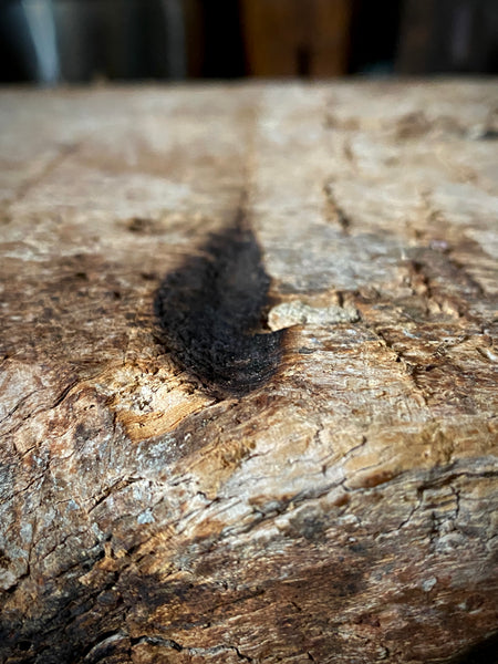 Rare Salvaged Antique 17th Century Solid Oak Inglenook Beam End With Apotropaic Taper Burn - Source Vintage