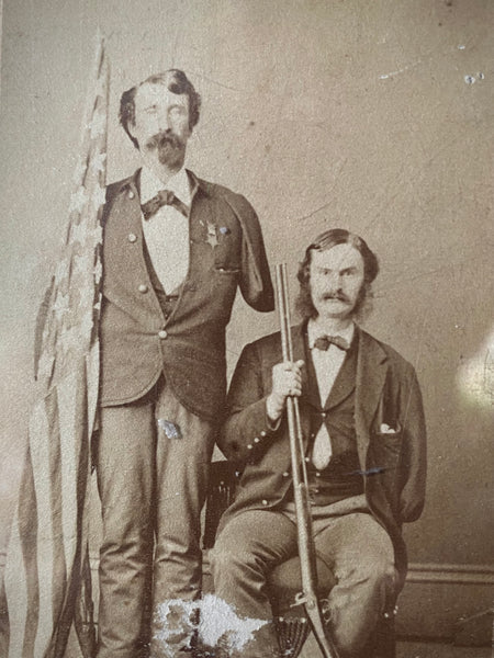 Antique 19th Century CDV - American Civil War Two Identified Amputee Veterans - Source Vintage