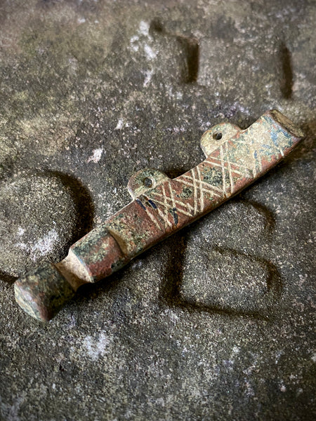 Rare Medieval Partial Purse Bar Inscribed With ‘Ave Maria’ (Hail Mary) & Protective Crosses c.13th-15th Century AD