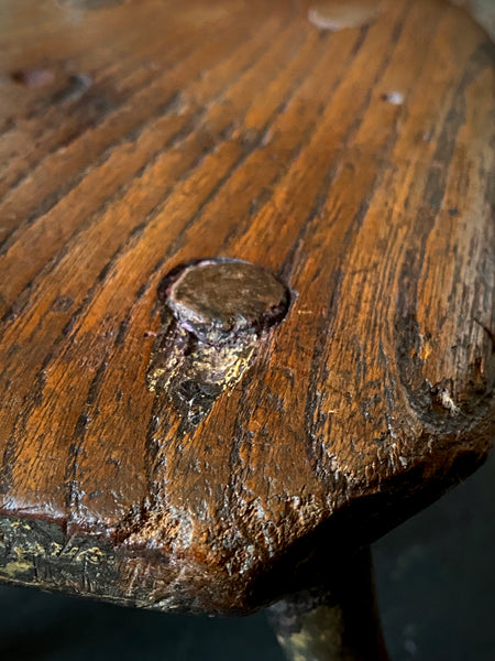 Antique Late 18th Century Candle Stool With Collection Of Strange Vernacular Markings