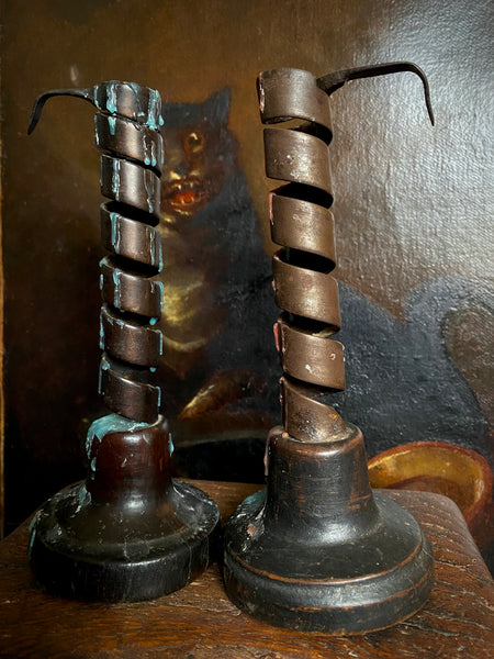 Handsome Pair Antique Late 18th - Early 19th Century Rat de Cave Candlesticks