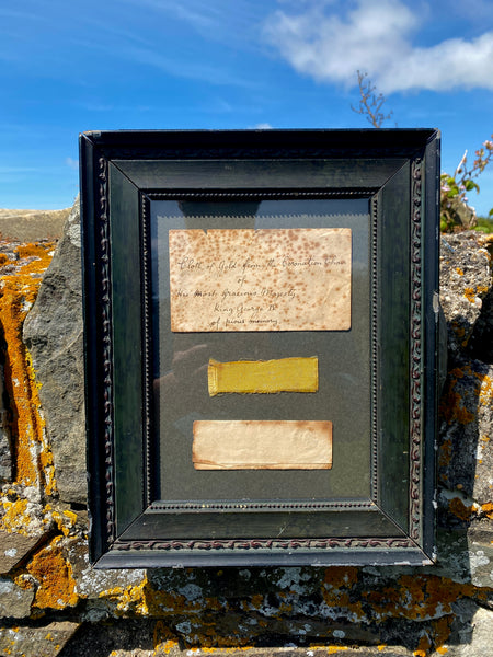 Antique 19th Century Envelope Enclosing A Piece Of “Cloth Of Gold From The Coronation Chair Of His Most Gracious Majesty King George IV” - Source Vintage