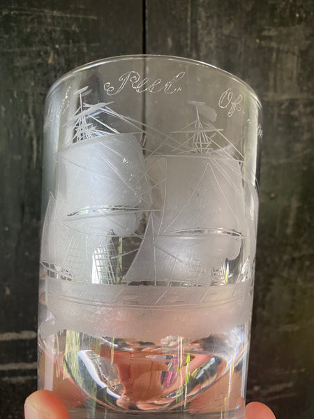 Rare Antique 19th Century Prisoner Convict Ship ‘Sir Robert Peel’ Documentary Glass Tumbler