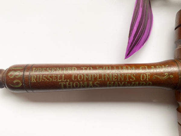 Rare 19th Century Presentation Boat Builders Mallet To The Celebrated Author William Clark Russell - Source Vintage