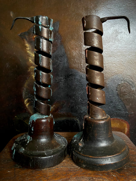 Handsome Pair Antique Late 18th - Early 19th Century Rat de Cave Candlesticks