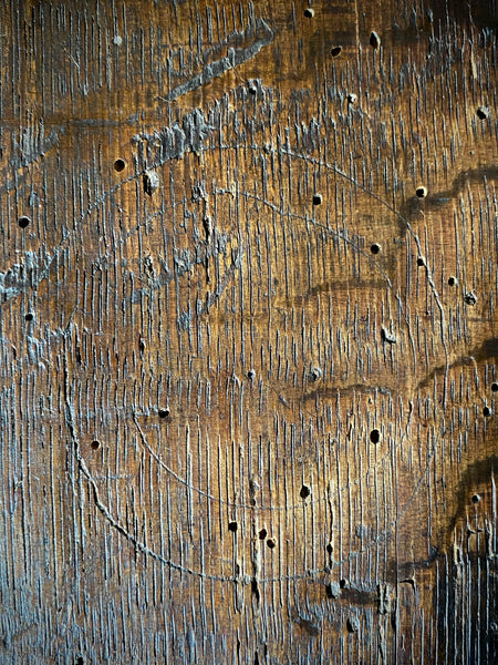 Extremely Rare Pair Of English 15th Century Oak Heraldic Panels With Rare Concentric Circle Apotropaic Witch Marks & Scorch Marks