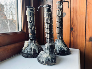 Trio Of Antique 18th/19th Century French Rat de Cave Candleholders Or Rushlights