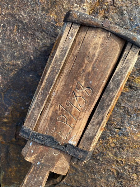 Vintage 1930’s Folk Art Shed Made Bait Box Made From Birch Bark Dated 1938 & Initialled