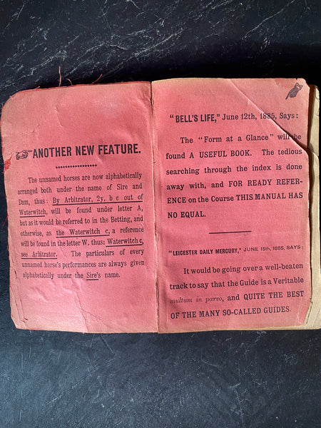 Antique 19th Century Horse Racing Form Book Dated 1885 - Source Vintage