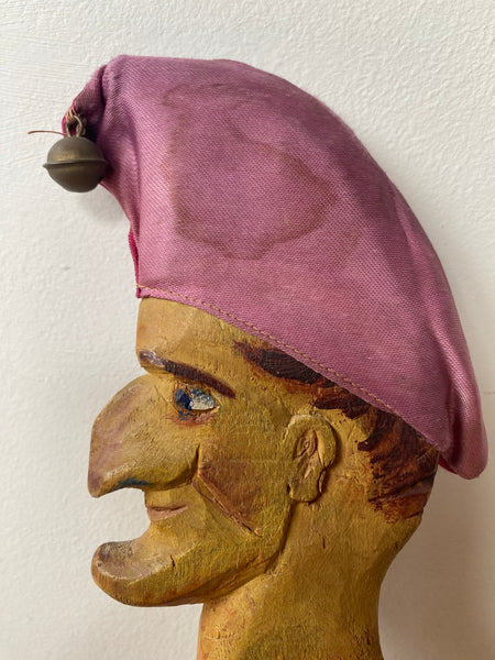 Early 20th Century Hand Carved & Painted Folk Art Wooden Marotte With Interesting Story - Source Vintage