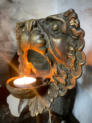 Antique 19th Century Billiard Table Pocket Lion Mounted Magnificently On A Marble Base