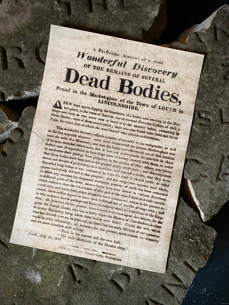 Rare 1823 Broadside – Discovery of Human Remains in Louth Marketplace