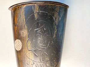 An Intriguing Late 18th-19th Century Horn Snuff Mull Depicting A Folk Art Engraved Image Of Oliver Cromwell