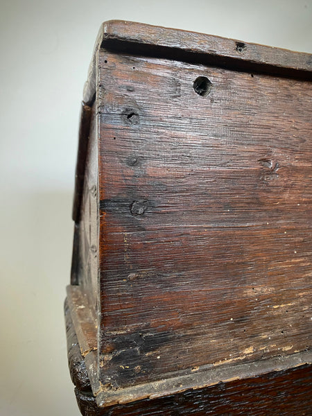 Antique 17th Century Oak Bible Box Dated 1654, Initialled, Heavily Carved, Cryptic Text & Symbols, Faint Protection Mark To One Side