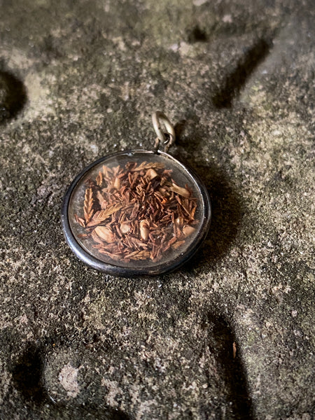 Antique 19th Century Silver Locket Containing Dried White Heather To Protect Against Witchcraft, Curses & Malicious Spirits - Source Vintage
