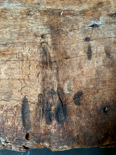 Rare Salvaged Antique 17th Century Solid Oak Inglenook Beam With Vast Collection Of Apotropaic Taper Burns