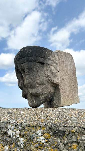 Magnificent Early 17th Century Carved Stone Head From The Out Houses Of Newton Old Hall, Derbyshire - Source Vintage