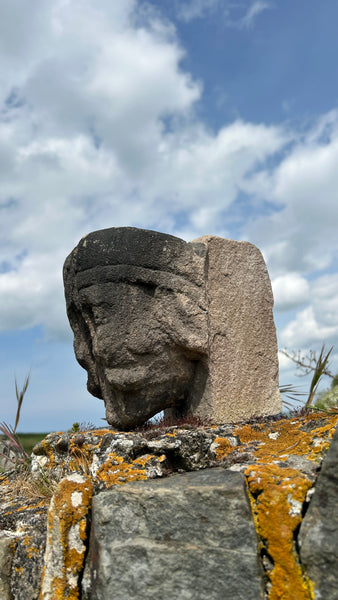 Magnificent Early 17th Century Carved Stone Head From The Out Houses Of Newton Old Hall, Derbyshire - Source Vintage