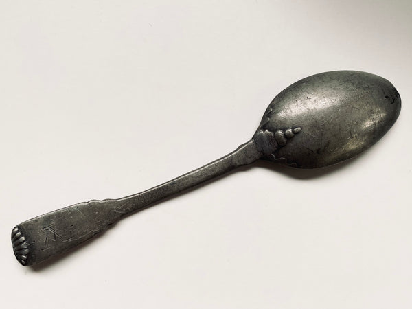 Antique 18th Century Folk Art Wrigglework Engraved Pewter Spoon - St Bartholomew - Source Vintage