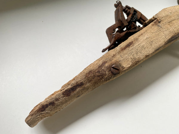 Primitive Folk Art Scratch Built Toy Pistol - Source Vintage
