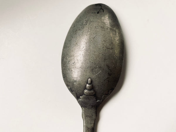 Antique 18th Century Folk Art Wrigglework Engraved Pewter Spoon - St Bartholomew - Source Vintage
