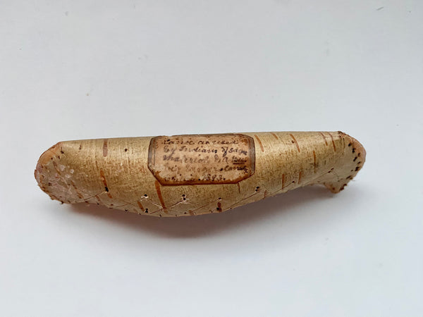 Curious Antique 19th Century Native American Folk Art Miniature Birch Bark Canoe Dated 1893 With Provenance - Source Vintage
