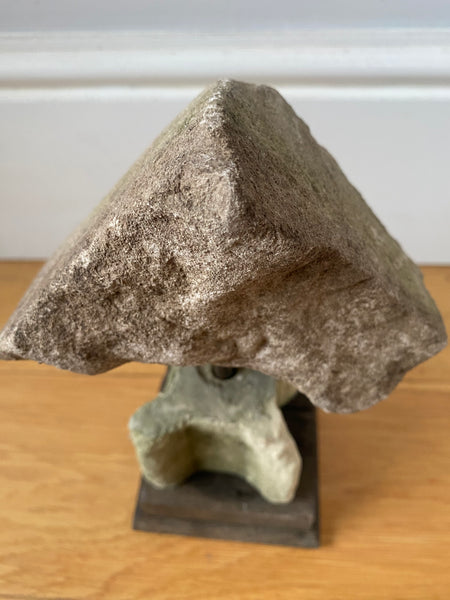 Rare Antique Limestone Fragment From A Window Or Door Reveal With Pentagram Witches Mark Engraving - Source Vintage