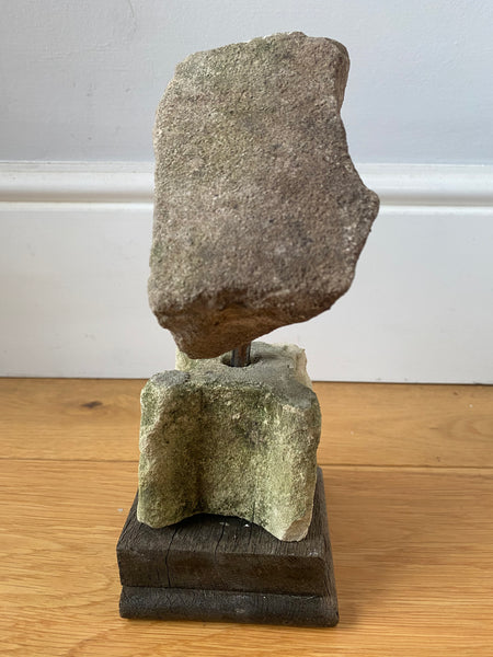 Rare Antique Limestone Fragment From A Window Or Door Reveal With Pentagram Witches Mark Engraving - Source Vintage