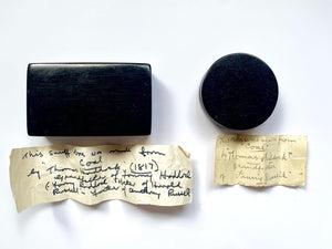 Charming Pair Of Cannel Coal Snuff Boxes With Provenance Of Maker And Date 1817