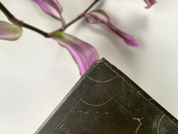 Antique Victorian Carved Welsh Slate Book Initialled & Dated 1862 - Source Vintage