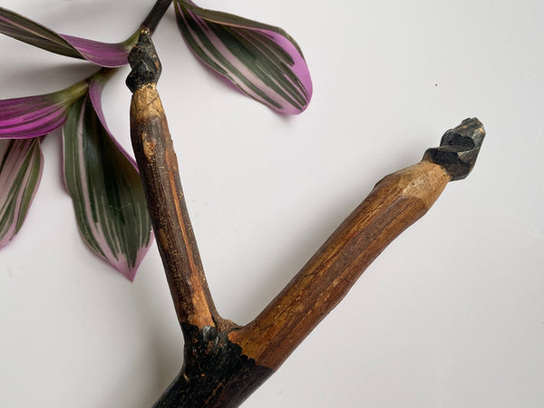 Rare Antique Folk Art Slingshot Handle Carved Into The Form Of A Man c.1900 - Source Vintage