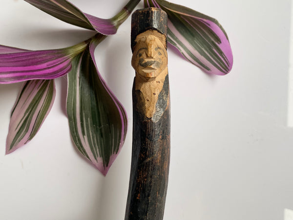 Rare Antique Folk Art Slingshot Handle Carved Into The Form Of A Man c.1900 - Source Vintage