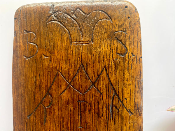 Rare Georgian Treen Washing Paddle With Symbols Of Love Dated 1794 - Source Vintage