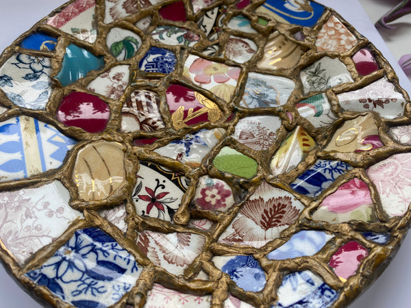 Antique 19th Century Folk Art Pique Assiette Mosaic Plate c.1890 - Source Vintage