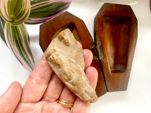 Rare Antique Memento Mori Coffin Containing Ancient Relic From Babylon Likely The Goddess Ishtar 2000BC-1750BC