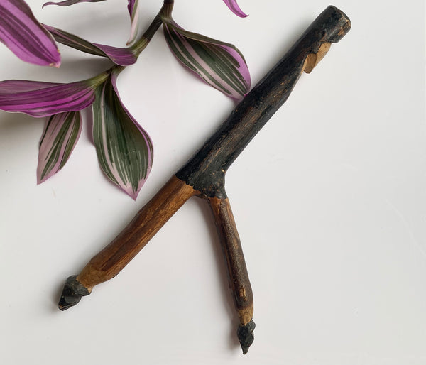 Rare Antique Folk Art Slingshot Handle Carved Into The Form Of A Man c.1900 - Source Vintage