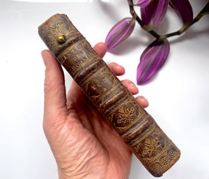 A Mysterious Antique 17th Century Spy Book With Secret Covert Device Wired Within & Button To The Spine